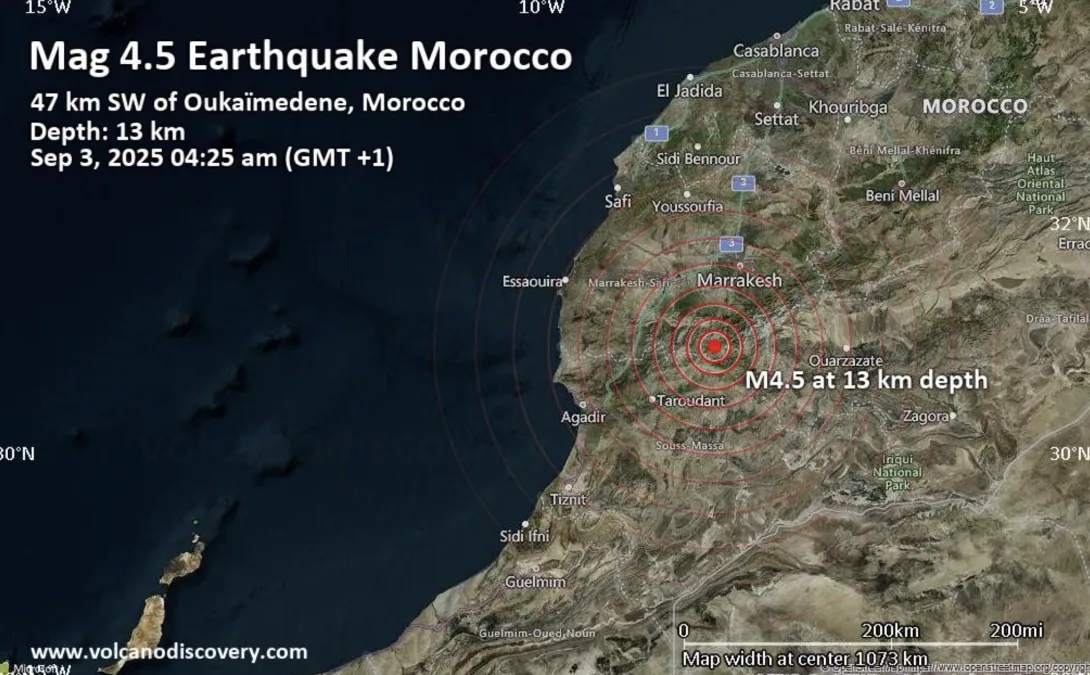 هزة أرضية بقوة 4,5 درجات بإقليم الحوز تعيد ذكريات زلزال 2023